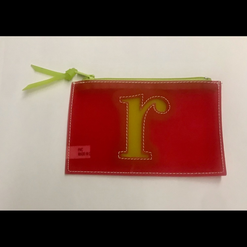 New Pink Change Purse Small r on Front in Green 6” by 4” Jana Feifer